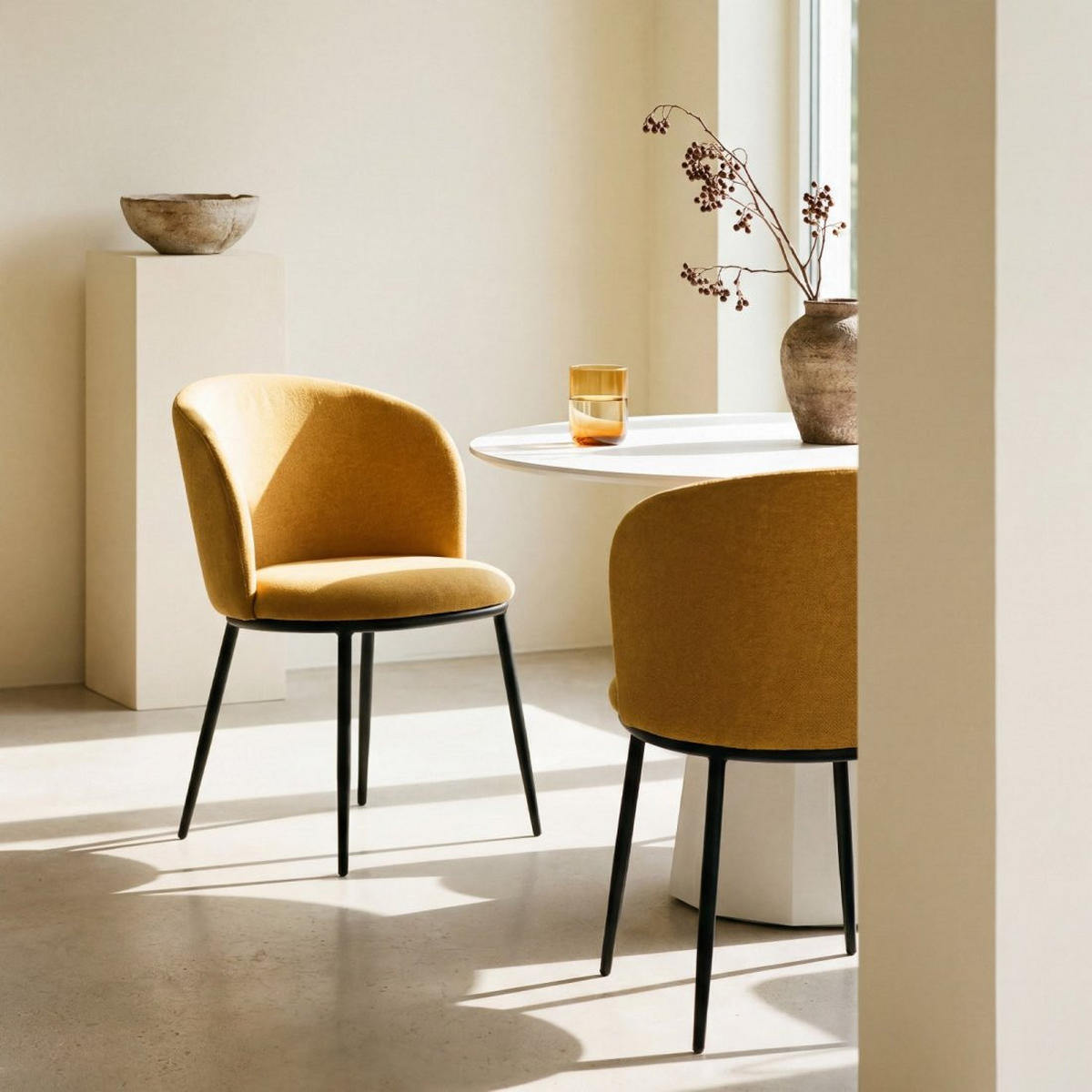 ESSZIMMERSTUHL Nolan Senf / Gelb 51 cm x 80 cm 2er-Set - Dunkelgelb, Textil (51/80/57cm) - Klast Home