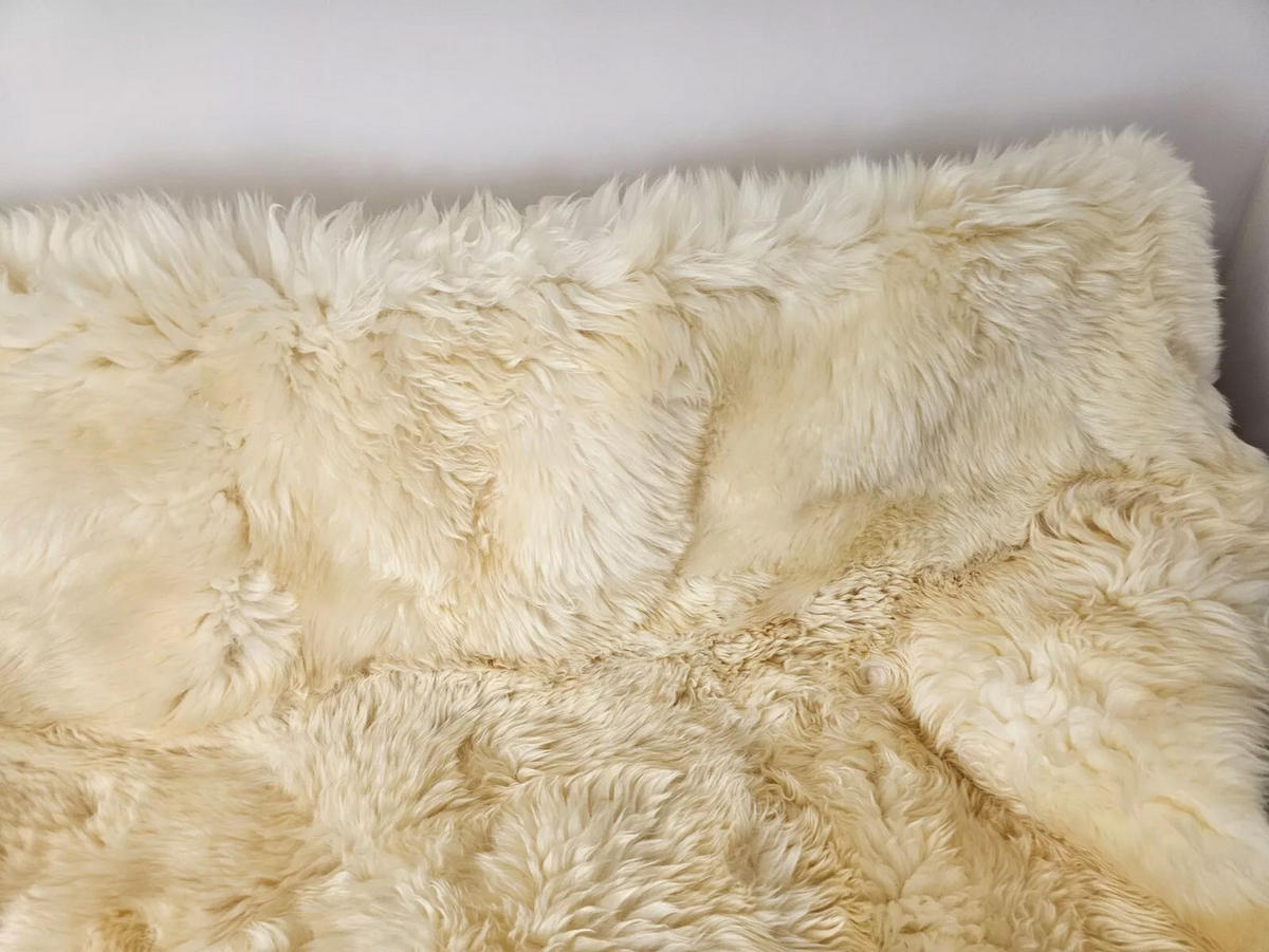 TEPPICH Schaffell-Decke 6-teilig Naturweiß/Naturbraun 190/160 cm - Weiß/Naturfarben, Fell (160/190cm) - Provellus