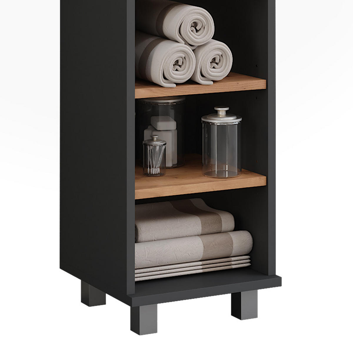 MIDISCHRANK Ilias Anthrazit/Goldkraft Eiche 30.2 x 95 cm mit 5 offenen Fächern - Honigeiche/Anthrazit, Holzwerkstoff (30.2/95/30cm) - Vicco