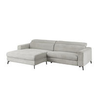 ECKSOFA LAISKA Hellgrau Cord - Hellgrau/Schwarz, Textil/Metall (282/177cm) - KAWOLA