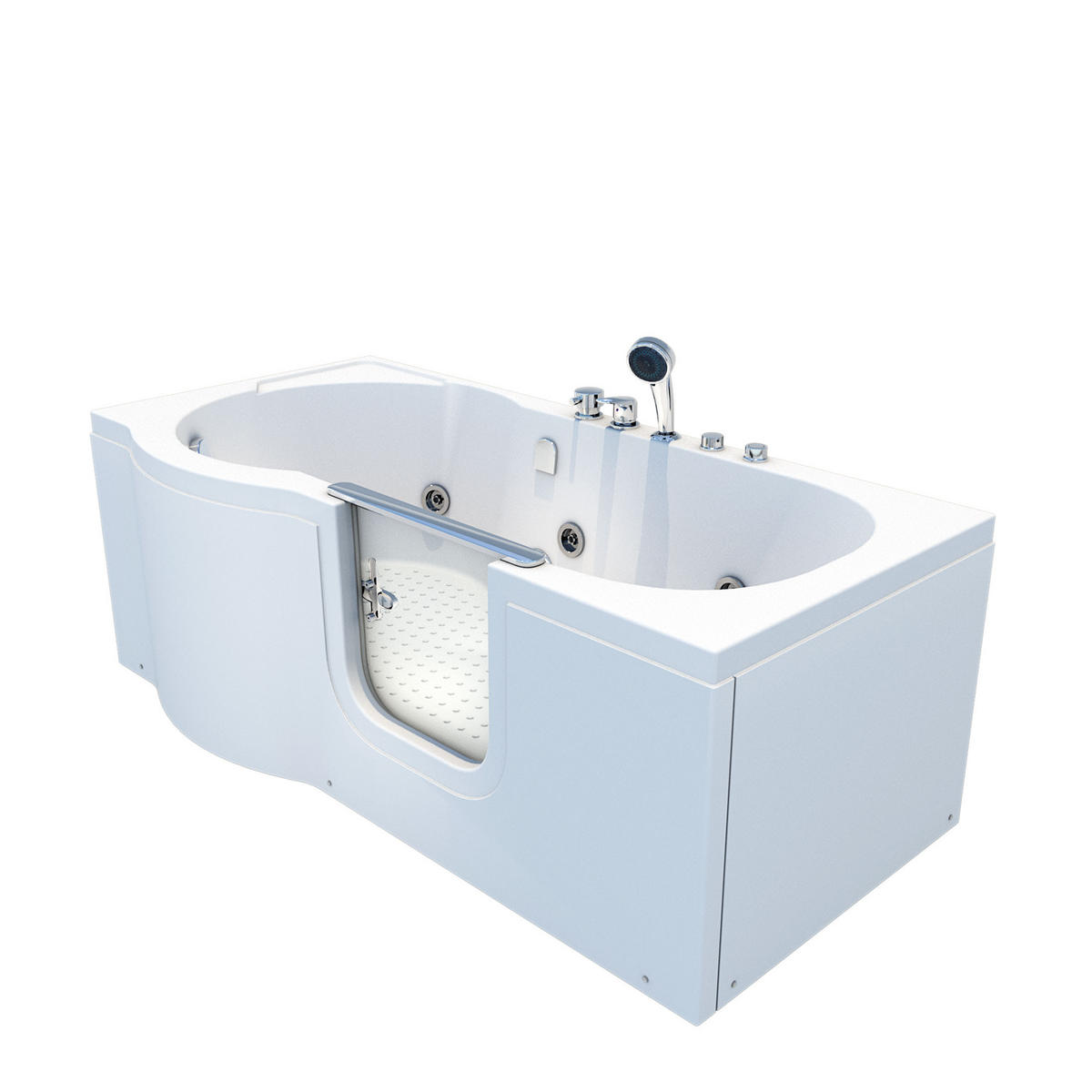 SITZWANNE Whirlpool Badewanne Tür S12-EH-WP-R 85x170 cm - Weiß, Glas/Kunststoff (170/60/85cm) - AcquaVapore by Sandra Jentho