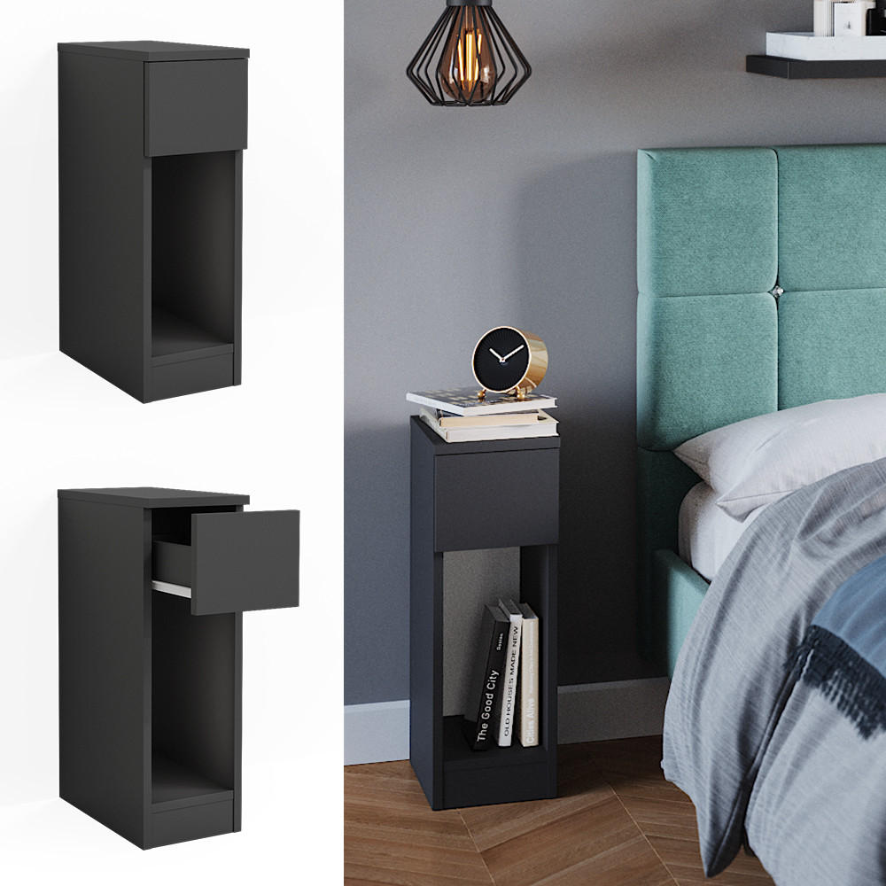 NACHTTISCH Enton Schwarz 20 x 59.5 cm - Schwarz, Holzwerkstoff (20/59.5/35cm) - Vicco