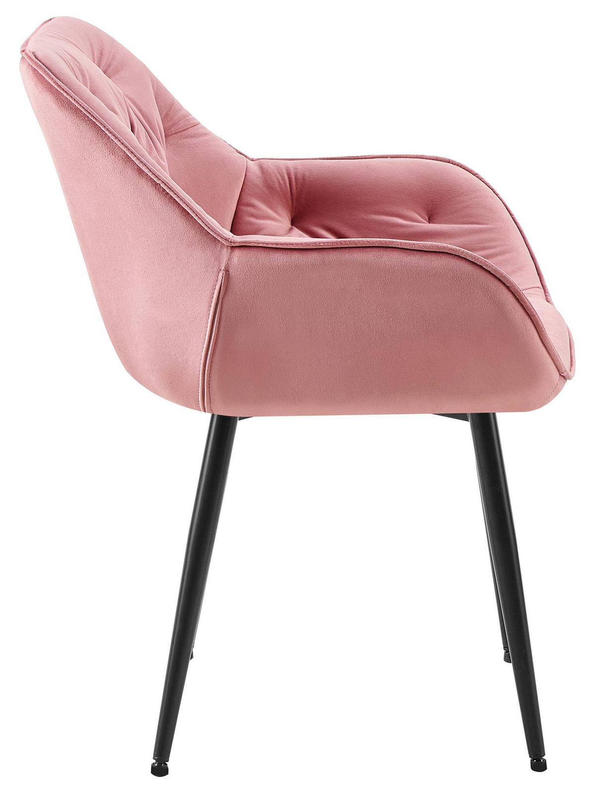 ARMLEHNENSTUHL Samt rosa - Schwarz/Rosa, Textil/Metall (58/83/62cm) - CLP