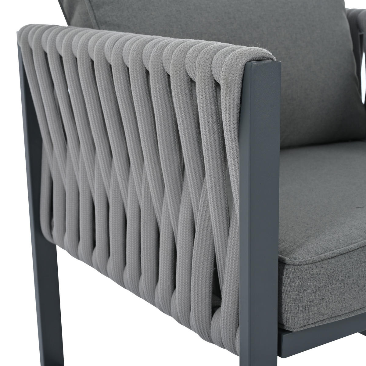 GARTENSET 10-Sitzer Grau Mit Verstellbaren Füßen & Metallgestell - Grau, Metall - FLIEKS