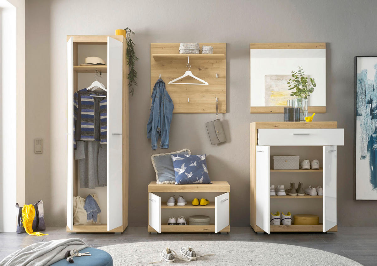 GARDEROBE 5-teilig in 255/195/38 cm - Weiß, Holz (255/195/38cm) - moebel dich auf