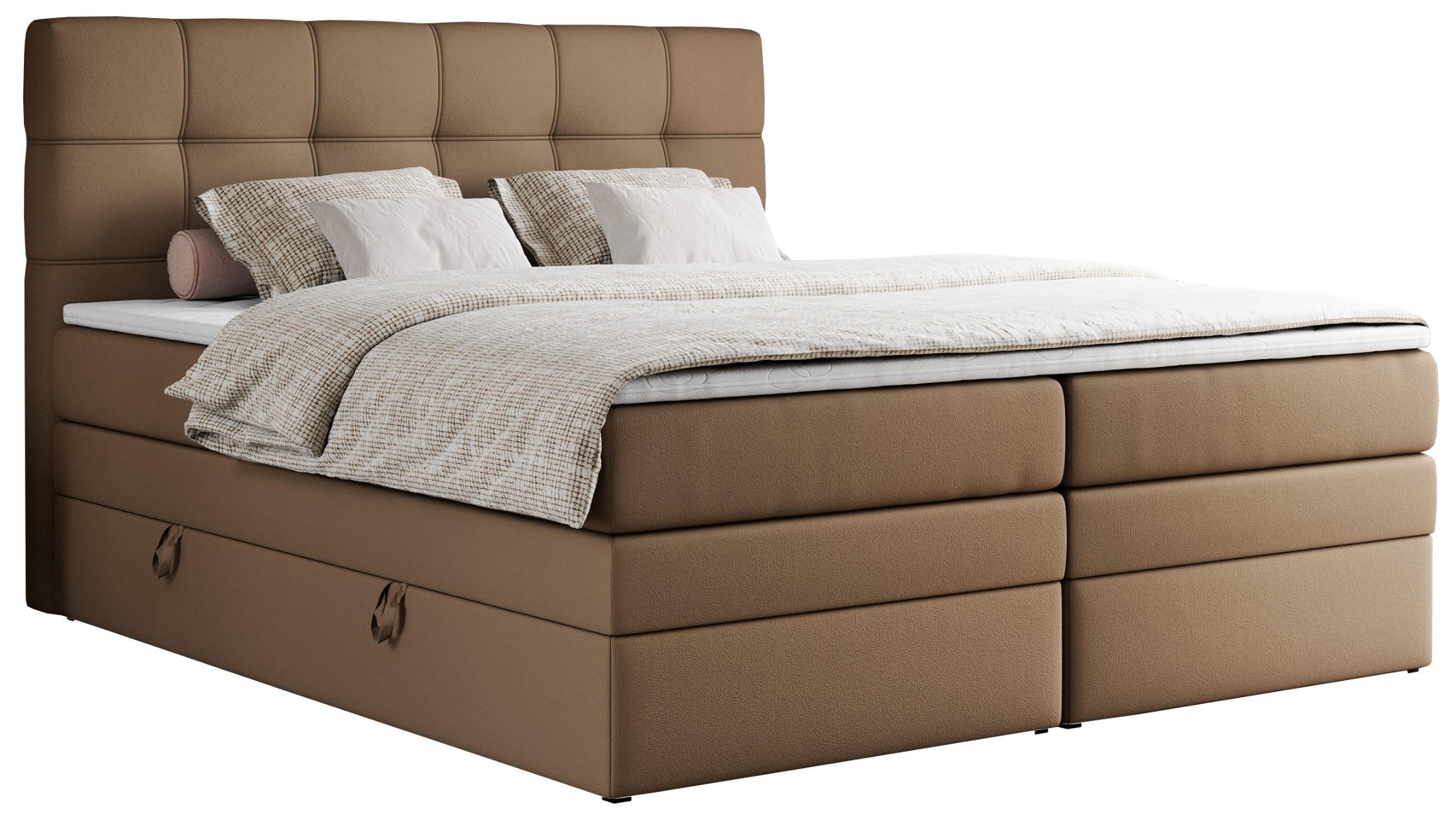 BOXSPRINGBETT ERNI KING 160/200 Braun Kunstleder - H3 - Braun, Holz/Textil (160/200cm) - MKS