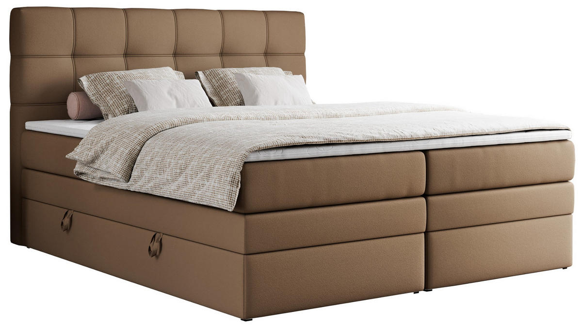 BOXSPRINGBETT ERNI KING 160/200 Braun Kunstleder - H3 - Braun, Holz/Textil (160/200cm) - MKS