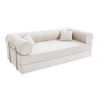 SCHLAFSOFA mit 2 Sitzplätzen, Ekru - Beige/Weiß, Textil (204/67/102cm) - Oviala