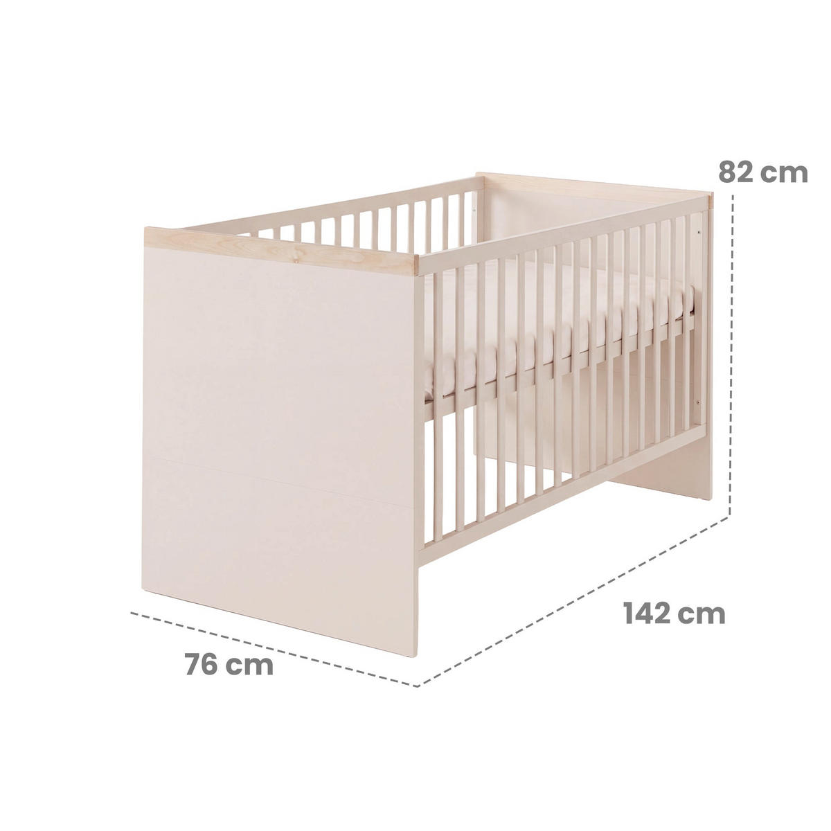 BABYBETT Jimmy Cashmere 70 x 140 cm - Kaschmir/Eichefarben, Holz/Holzwerkstoff (70/140cm) - Roba