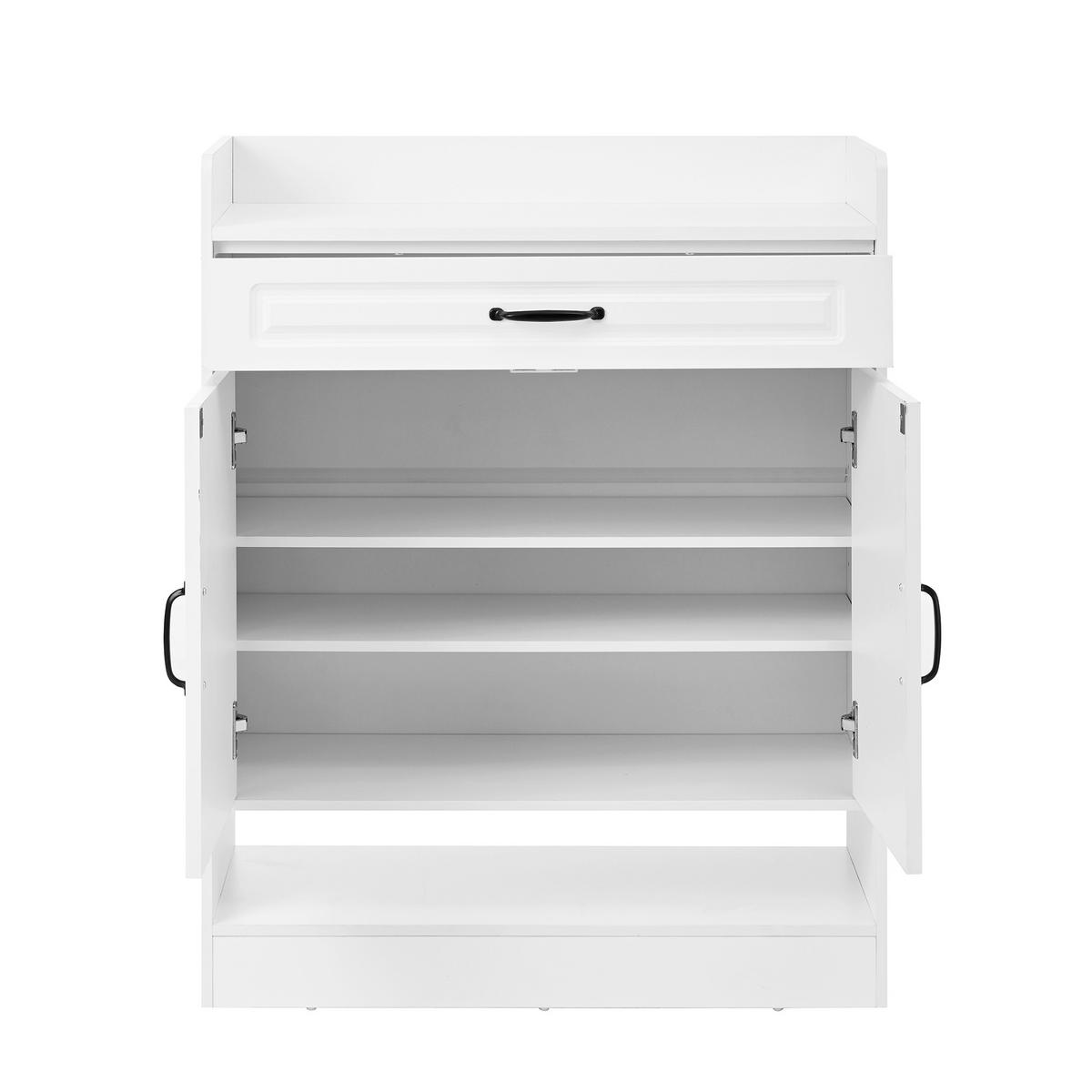 SCHUHSCHRANK Modern mit verstellbaren Regalen Weiß 75x36x95.5cm - Weiß, Holzwerkstoff (36/95.5/75cm) - FLIEKS