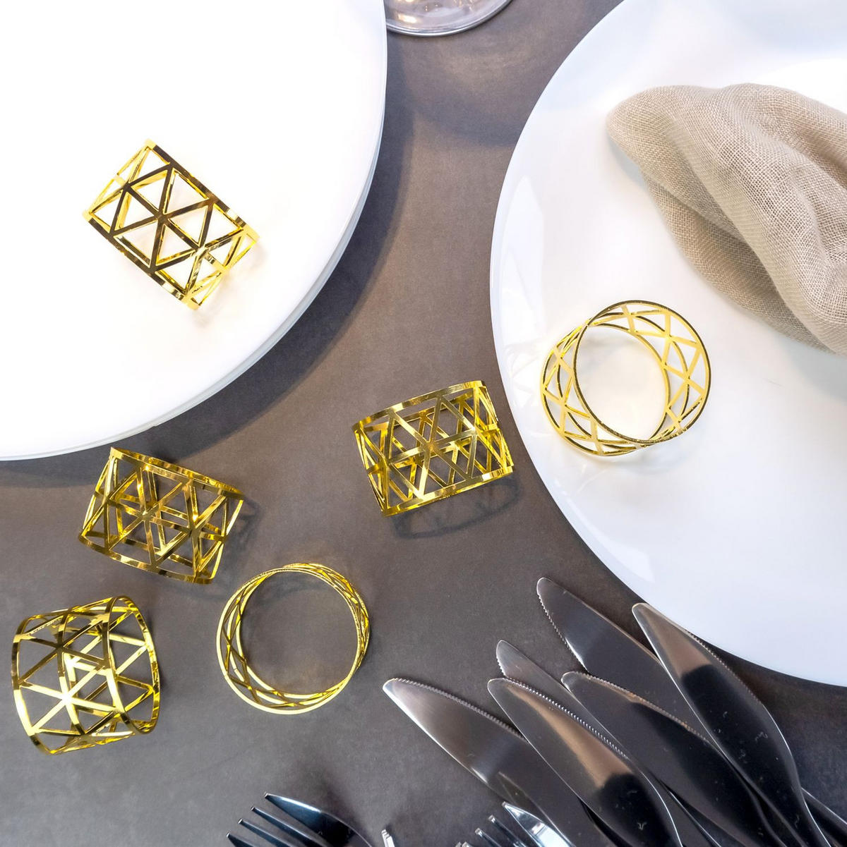 SERVIETTENRINGE Serviettenhalter (6er-Set) - Goldfarben, Metall (4.5/3/4.5cm) - Intirilife