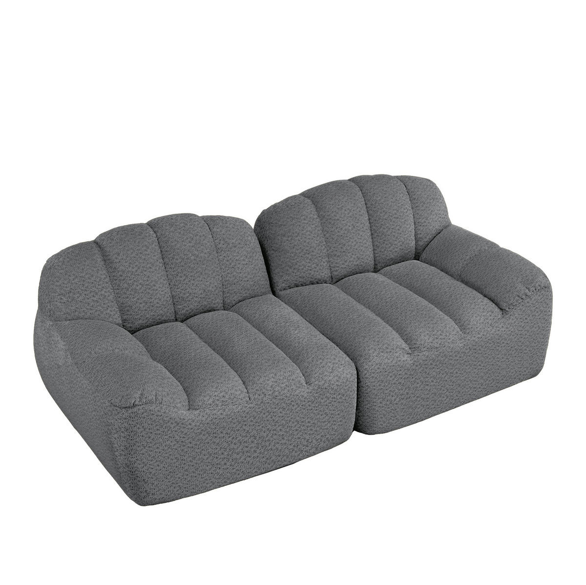2-SITZER Sofa aus granuliertem Fleece mit modularer Form Grau - Grau, Textil (104/79/210cm) - Modenvie