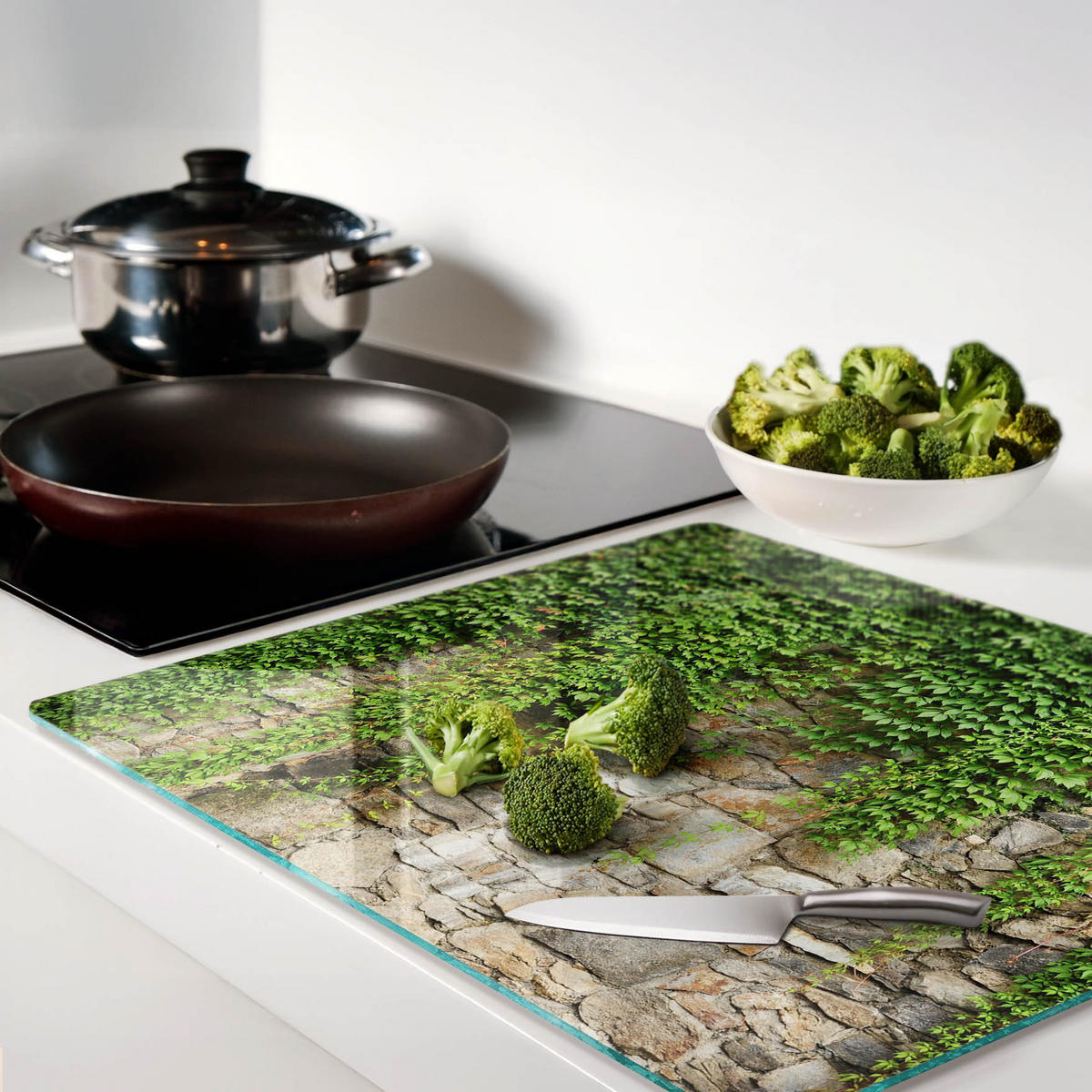 GLASPLATTE 60x52 cm Grüner Efeu - Grün, Glas (60/0.4/52cm) - TULUP