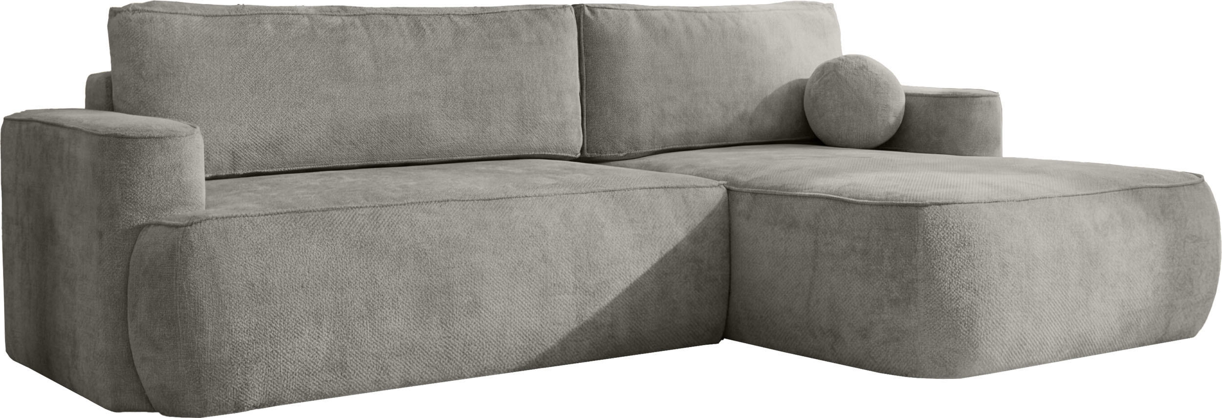 ECKSOFA Marion mit Schlaffunktion & Bettkasten in Chenille Grau, Rechts 267/154/83 cm - Schwarz/Grau, Kunststoff/Textil (267/154cm) - WFL GROUP