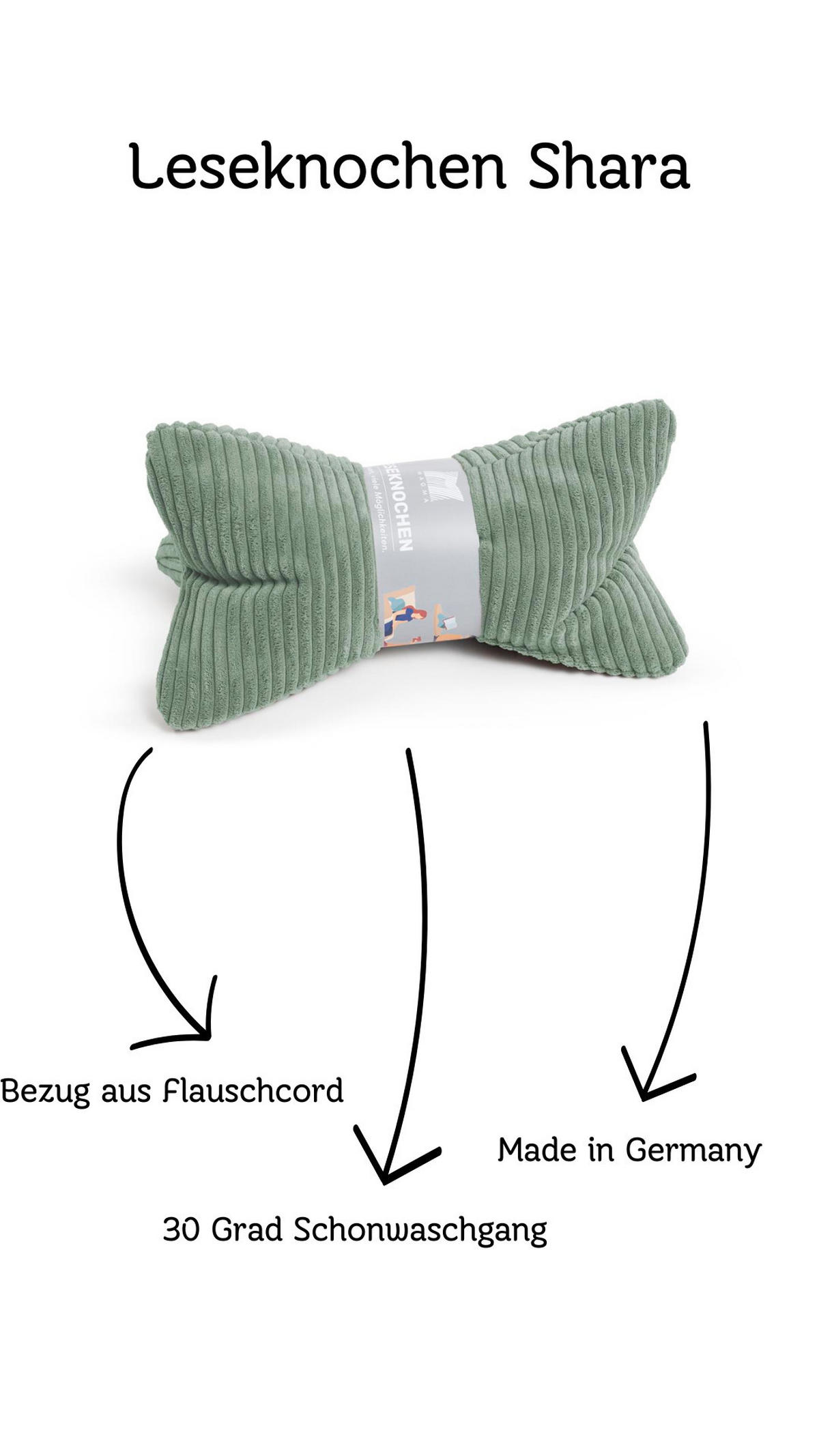 KISSEN Leseknochen Shara salbei - Salbeigrün, Textil (22/42cm) - Magma Heimtexx