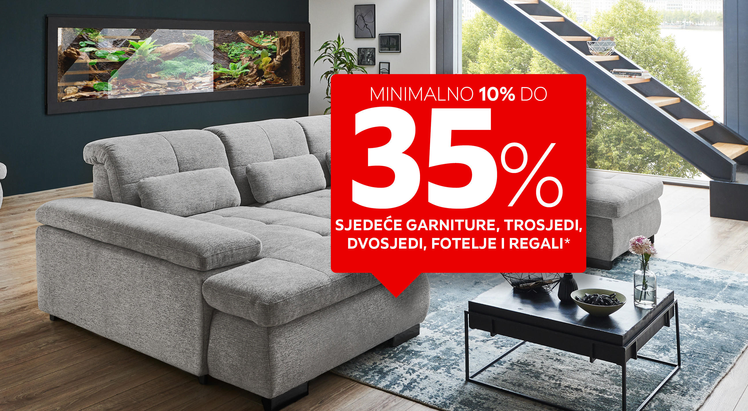 Minimalno 10% do 35% sjedeće garniture, trosjedi, dvosjedi, fotelje i regali*