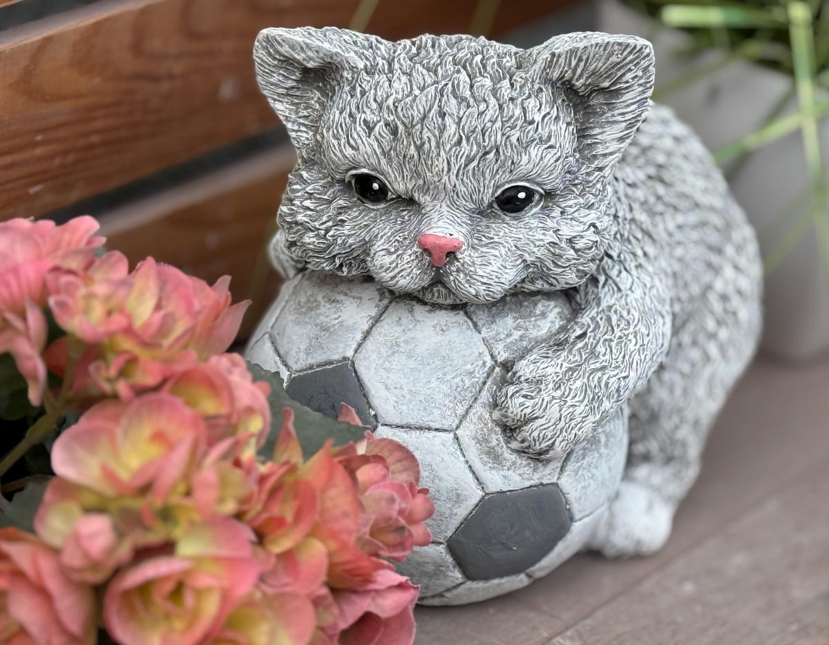 STEINFIGUR Kater Katze Poldi frostfest massiv - Grau, Stein (14/17/21cm) - stoneandstyle