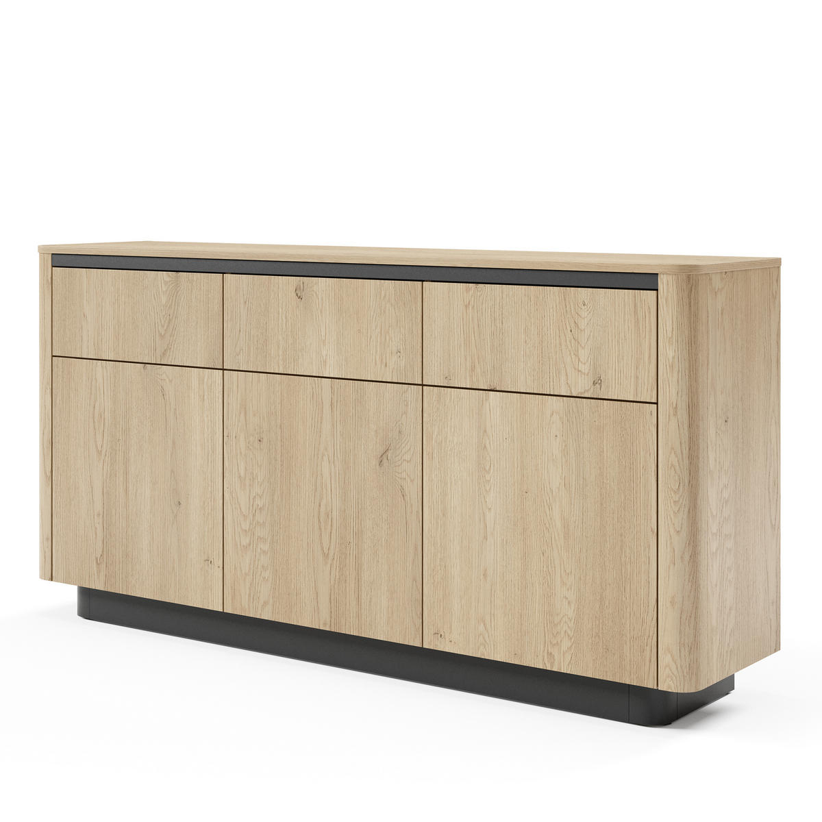 SIDEBOARD OMBRA 163,2/82,9/38,1cm mit 3 Schubladen 3 Türen Eichefarben - Eichefarben, Holzwerkstoff (163.2/82.9/38.1cm) - MASSENO