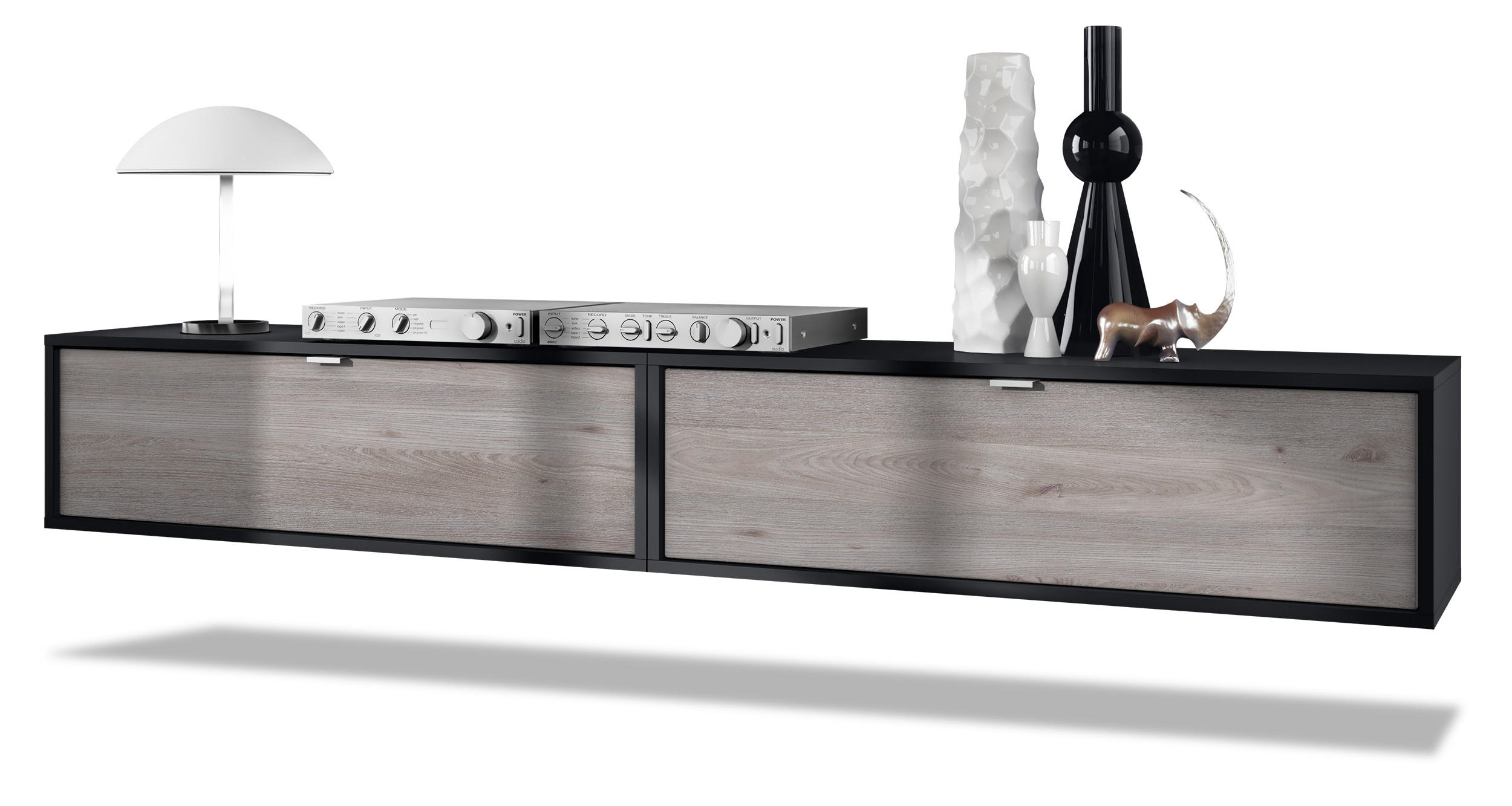 LOWBOARD Lana Fronten in Eiche Nordic - Silbereichenfarben, Holzwerkstoff (100/29/37cm) - Vladon
