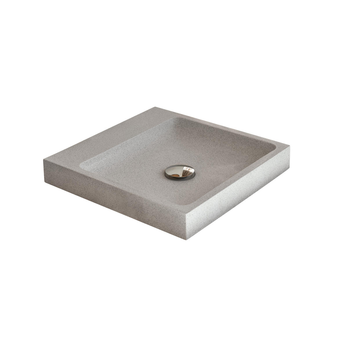 WASCHBECKEN Timon Weiß aus Premium-Terrazzo - Weiß, Stein (40/6/40cm) - Tikamoon