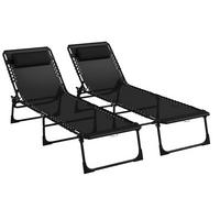 SONNENLIEGE 2er-Set DE-15631 klappbar, 4-fach verstellbar Schwarz - Schwarz, Metall (58/30/189cm) - ComfortXL