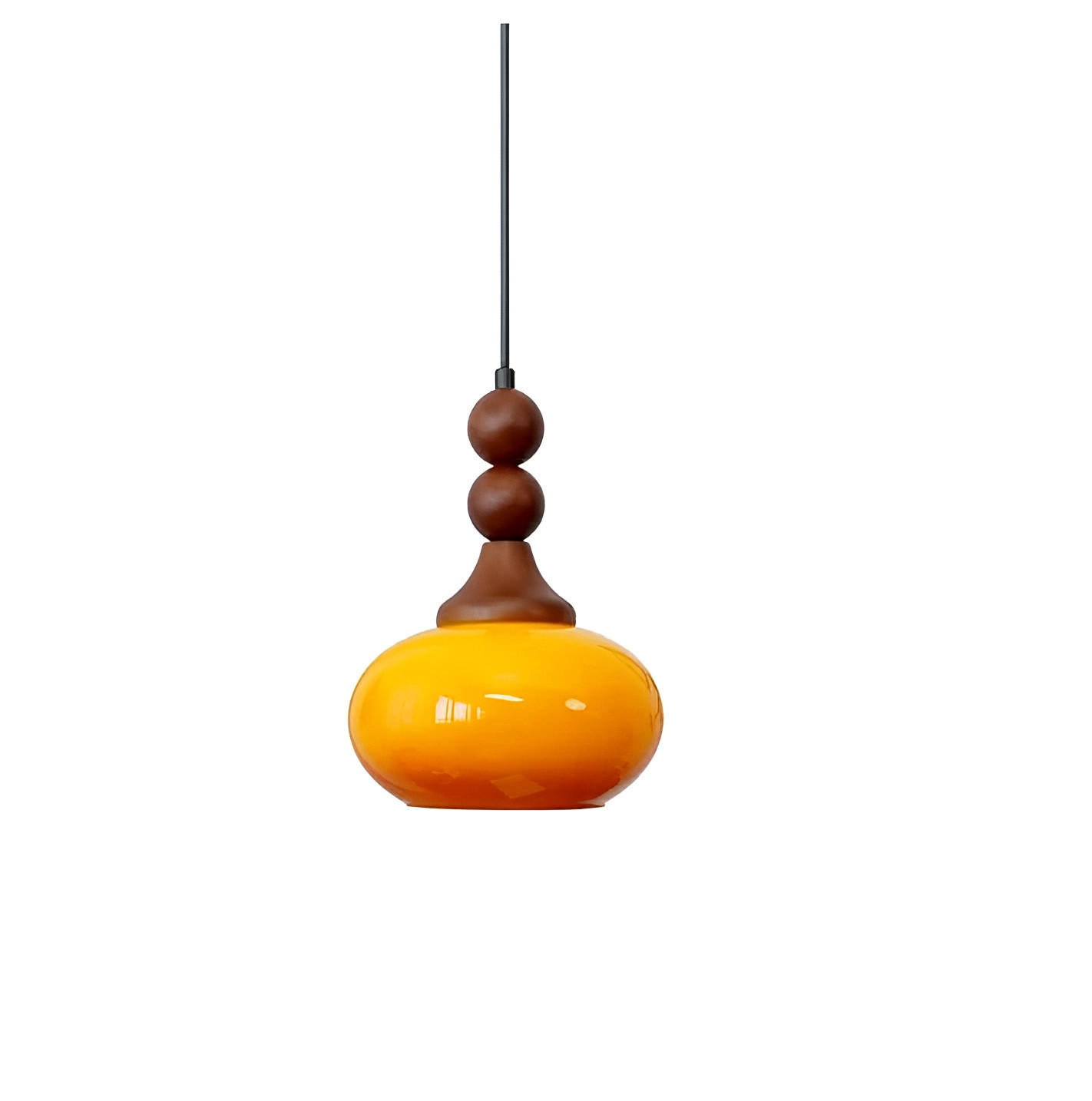 PENDELLEUCHTEN,HOLZ + Metall + Glas, 220 V, 7 W, E27, Durchmesser 18 cm - Gelb, Metall (18/18/30cm) - Authentics