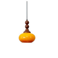 PENDELLEUCHTEN,HOLZ + Metall + Glas, 220 V, 7 W, E27, Durchmesser 18 cm - Gelb, Metall (18/18/30cm) - Authentics