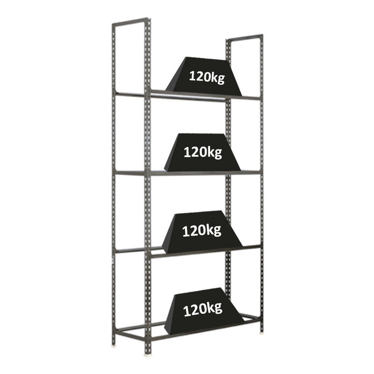 REIFENREGAL Metal Shark NO.1 HxBxT 200 x 100 x 30 cm 4 Ebenen 16 Reifen Grau - Grau, Metall (100/200/30cm) - PROREGAL