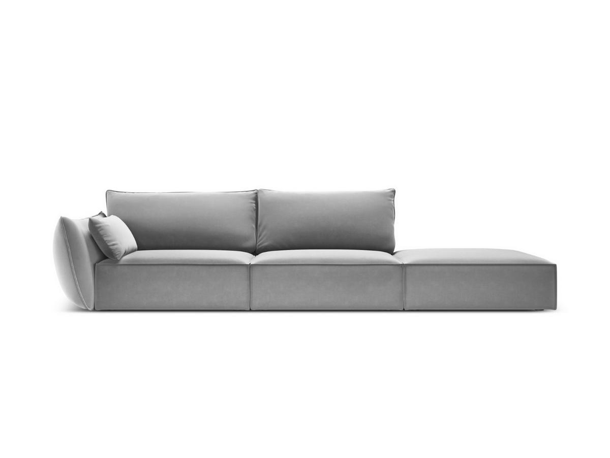 RECHTES-SOFA Kaelle aus Samt grau 4 Sitzplätze - Grau, Textil (110/85/264cm) - Micadoni