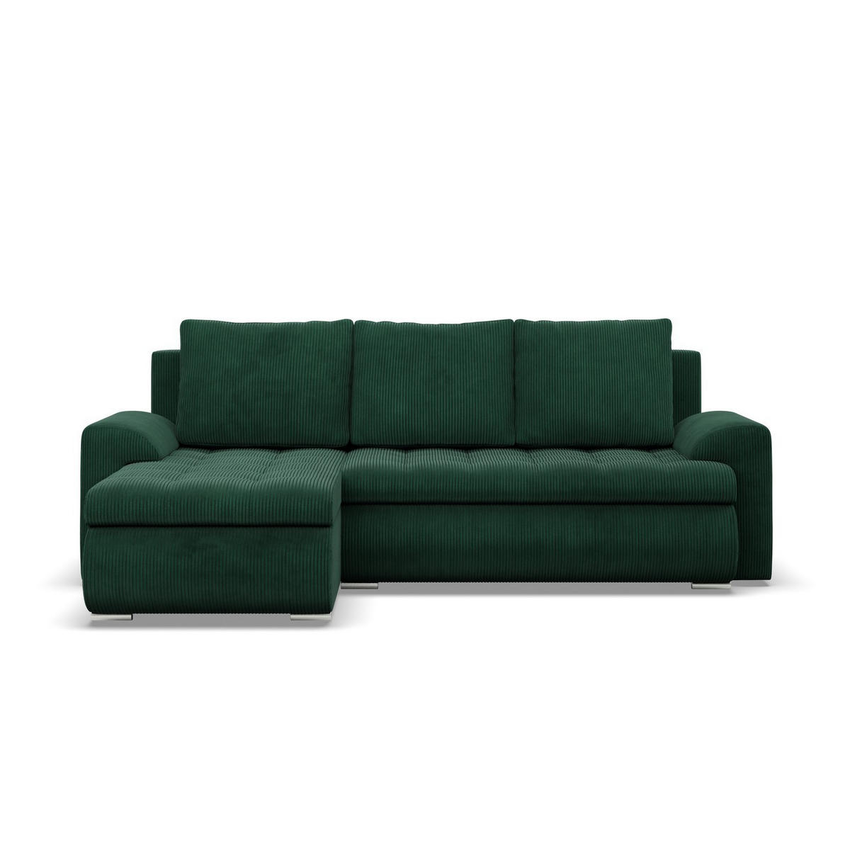 ECKSOFA LINKS MIT SCHLAFFUNKTION FORESTA, Cord - Dunkelgrün - Grün, Textil (230/159cm) - Mebligo