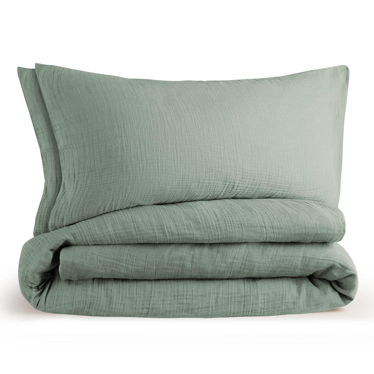 BETTWÄSCHE Musselin, 100% Baumwolle, 200/220 cm & 2x 40/80 cm, Grün - Grün, Textil (200/220cm) - Blumtal