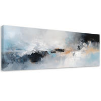 LEINWANDBILD Modernes abstraktes Blau-Grau-Gold 150x50cm - Grau, Textil (150/50cm) - Feeby
