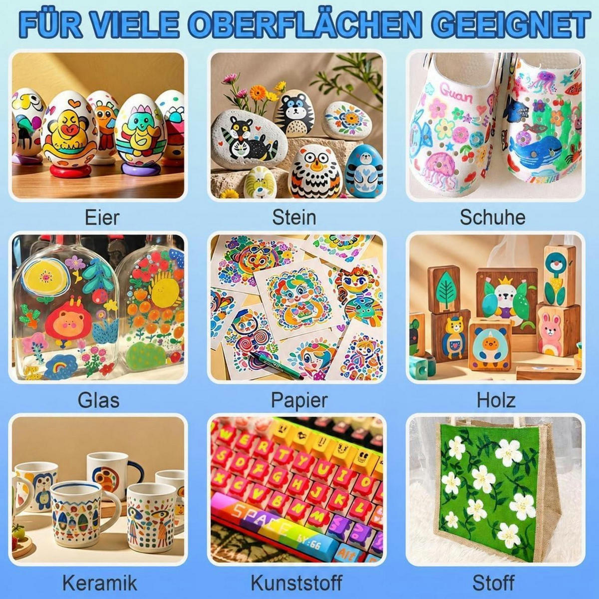 ACRYLSTIFTE Set 54 Farben Dual Tip Wasserfest - Multicolor, Kunststoff (1.1/1.1/15.5cm)