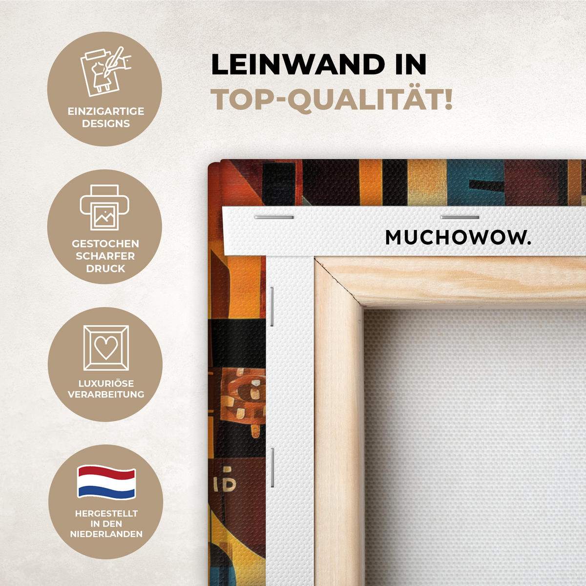 LEINWANDBILD Figuren - Abstrakt - Symbole Deko Wohnzimmer 20x30 cm - Terracotta, Textil (20/30cm) - MuchoWow