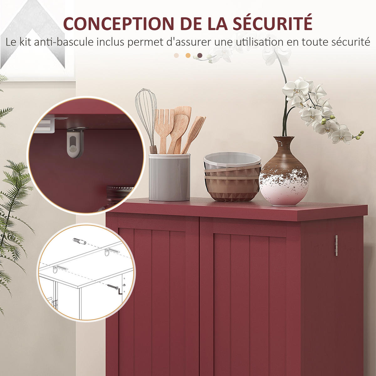 MEHRZWECKSCHRANK DE-11143 5 Böden Rot - Rot, Holzwerkstoff (30/104/60cm) - ComfortXL