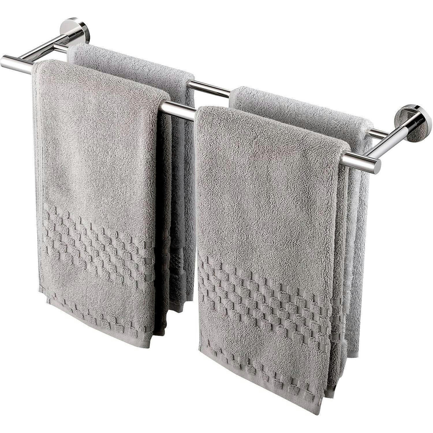 HANDTUCHHALTER Doppelt Edelstahl Poliert 60 cm - Grau, Metall (14/59.7/5.1cm)