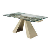 ESSTISCH ausziehbar - 6 bis 10 Personen - Sicherheitsglas & beigefarbenes Metall - Transparent - LOZIPA - Transparent, Glas (240/90/76cm) - Vente-Unique