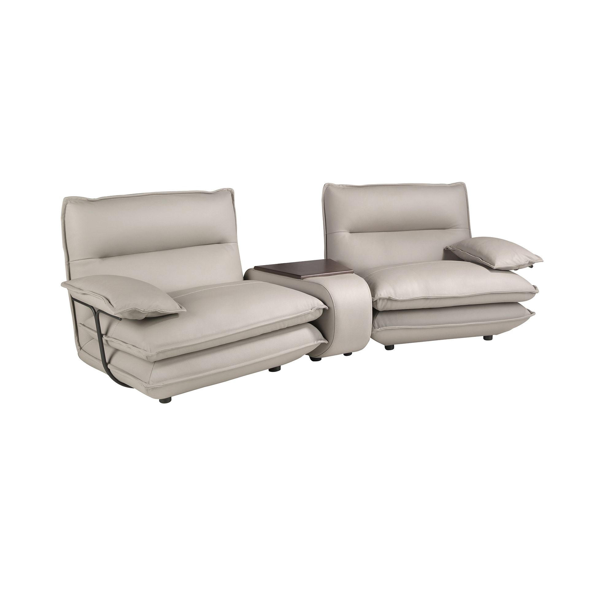SOFA 2-Sitzer aus taupegrauem Leder 282/93/93 cm - Taupe/Greige, Leder/Metall (282/93/93cm) - ANGEL CERDA