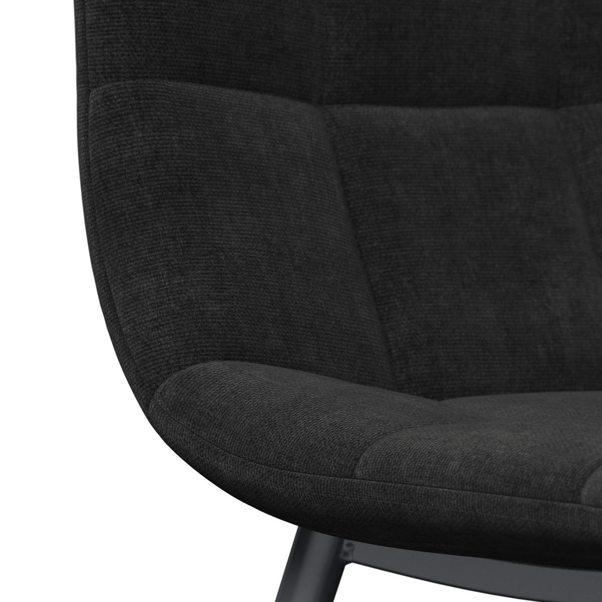 STUHL Ria Schwarz Mikrofaser Gepolstert - Schwarz, Metall (44/87/54cm) - Bessagi Home