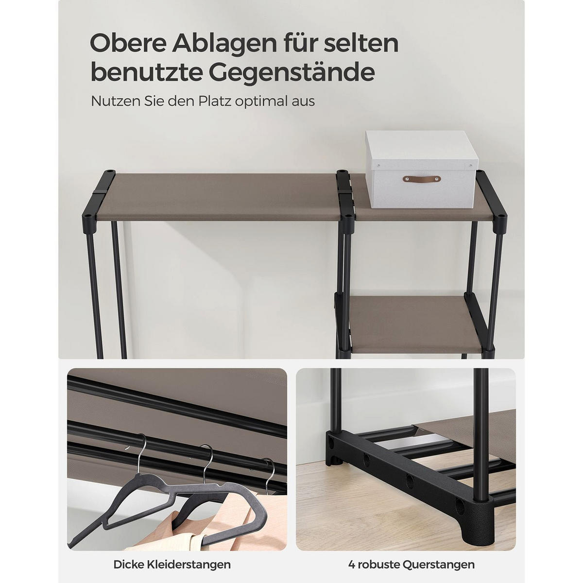 KLEIDERSCHRANK BRAZZAVILLE - Taupe, Kunststoff (124/182/43cm) - Hansiro