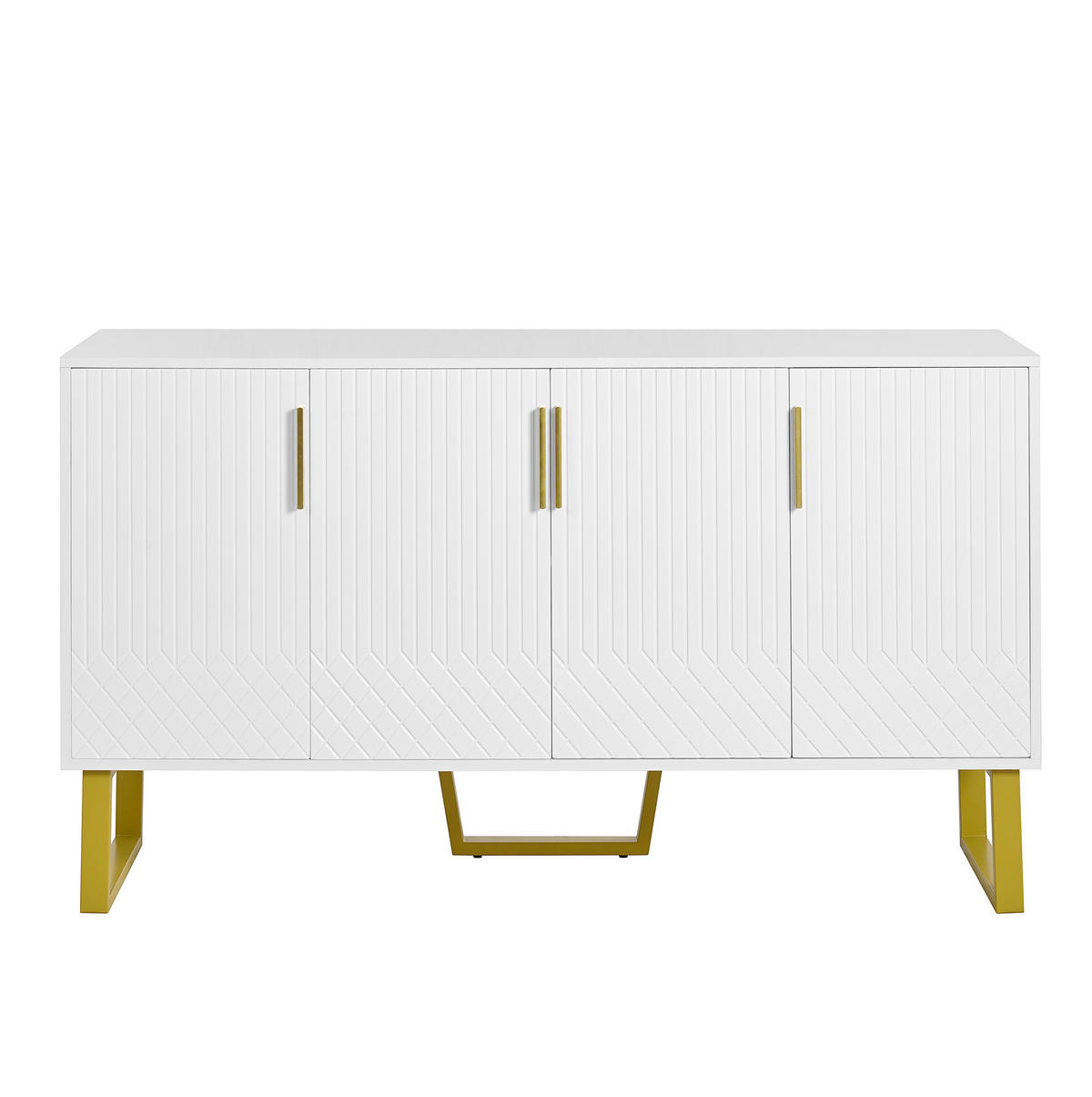SIDEBOARD 4-türig 140 x 40 x 80 cm MDF Weiß Hochglanz - Weiß, Holzwerkstoff (40/80/140cm) - Meubliv