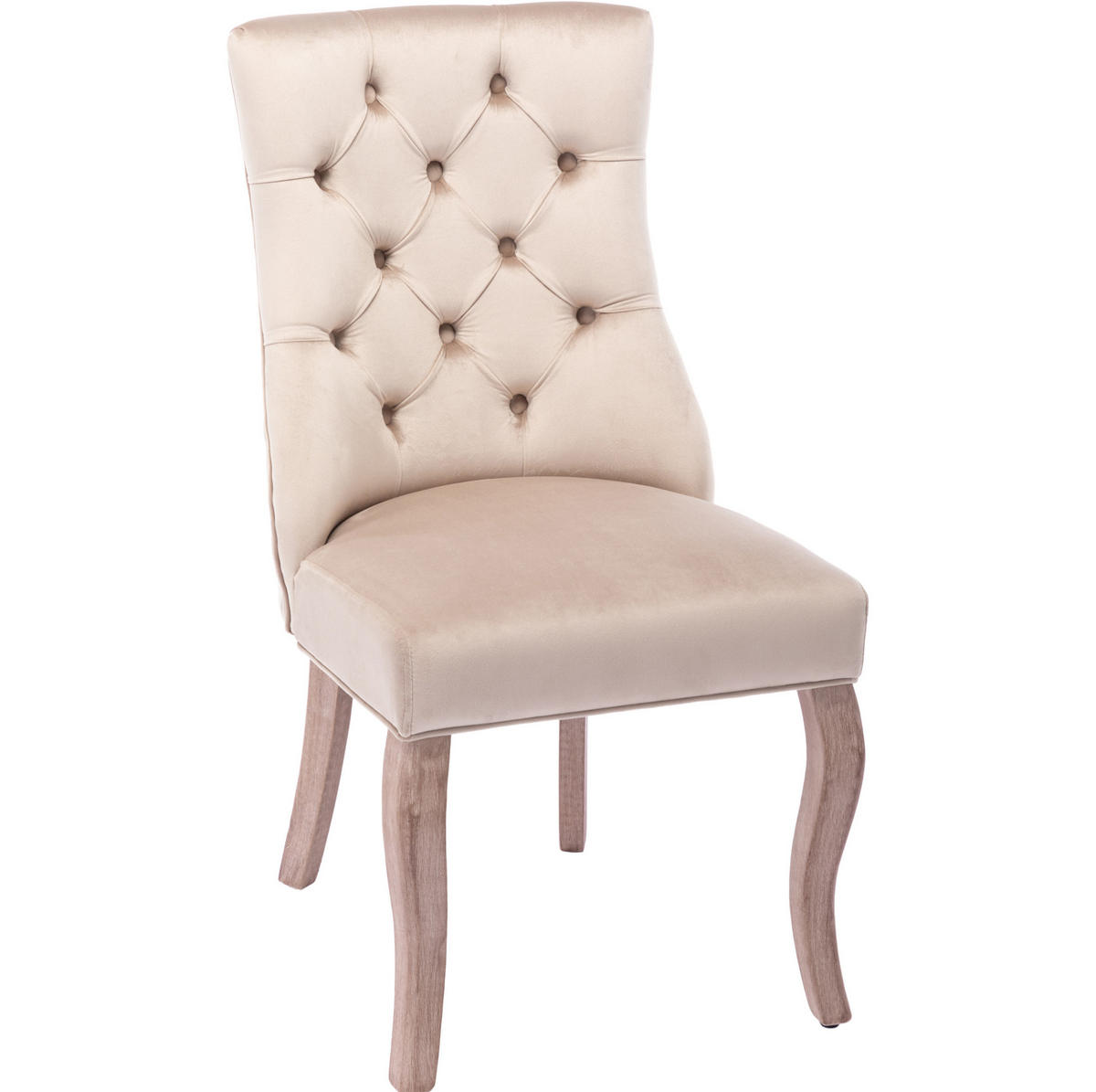 ESSZIMMERSTUHL mit hoher Rückenlehne ca. 97 x 51 x 47 cm Samt Beige - Beige, Holz (51/97/51.2cm) - Meubliv