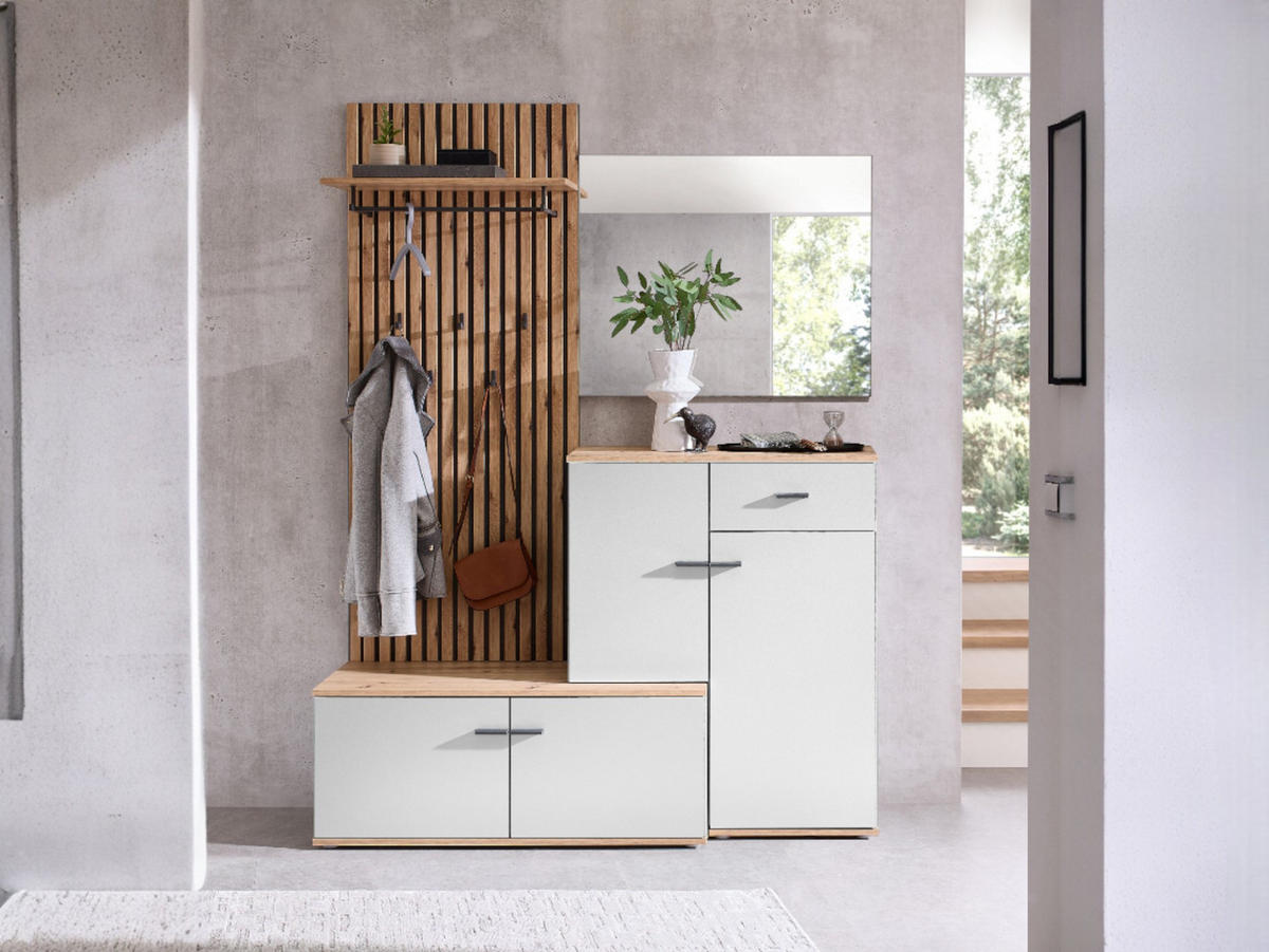 GARDEROBE COMO 148/199/38 cm - Weiß, Holzwerkstoff/Kunststoff (148/199/38cm) - moebel dich auf