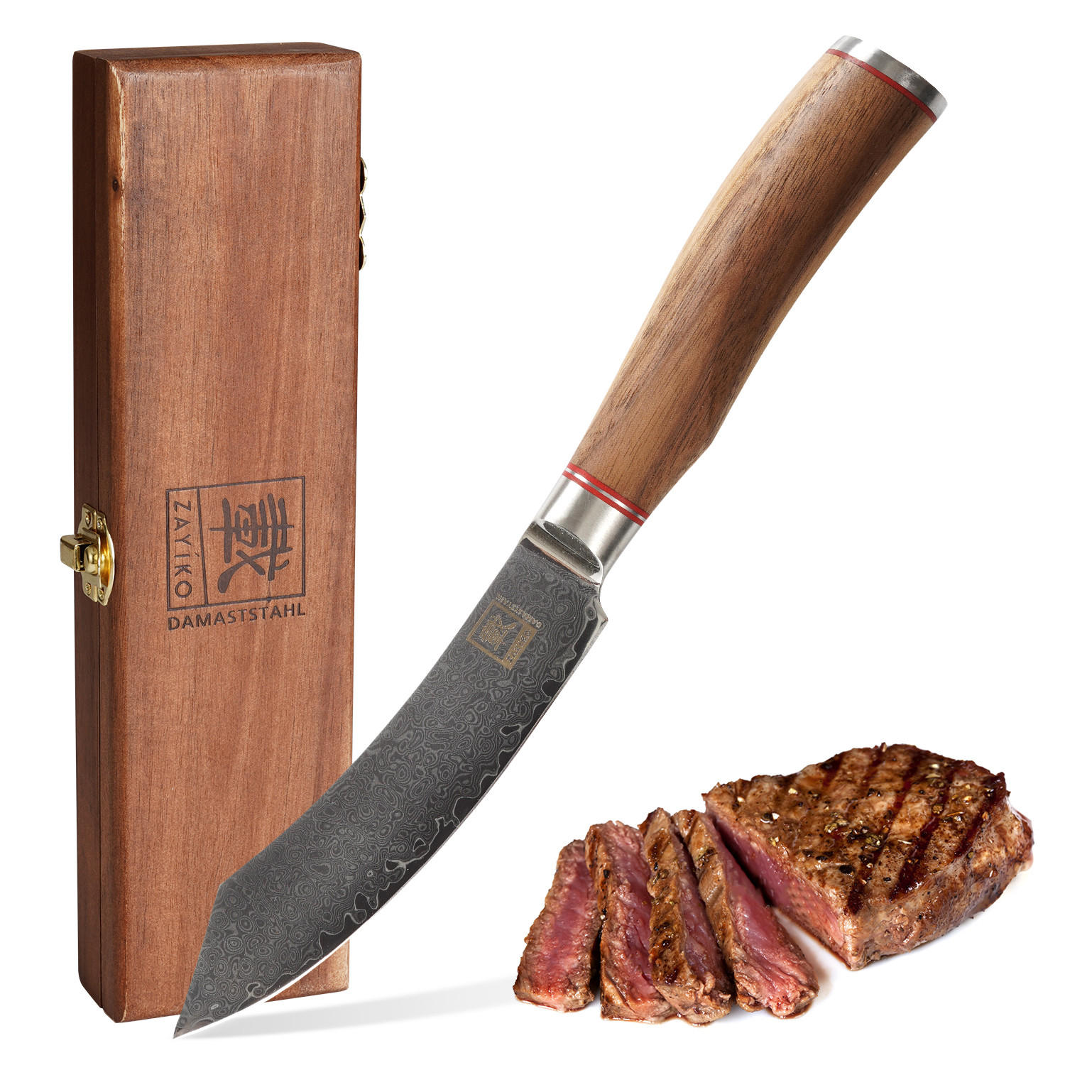 STEAKMESSER 12 cm - Nussbaumfarben, Holz/Metall (24cm) - Zayiko