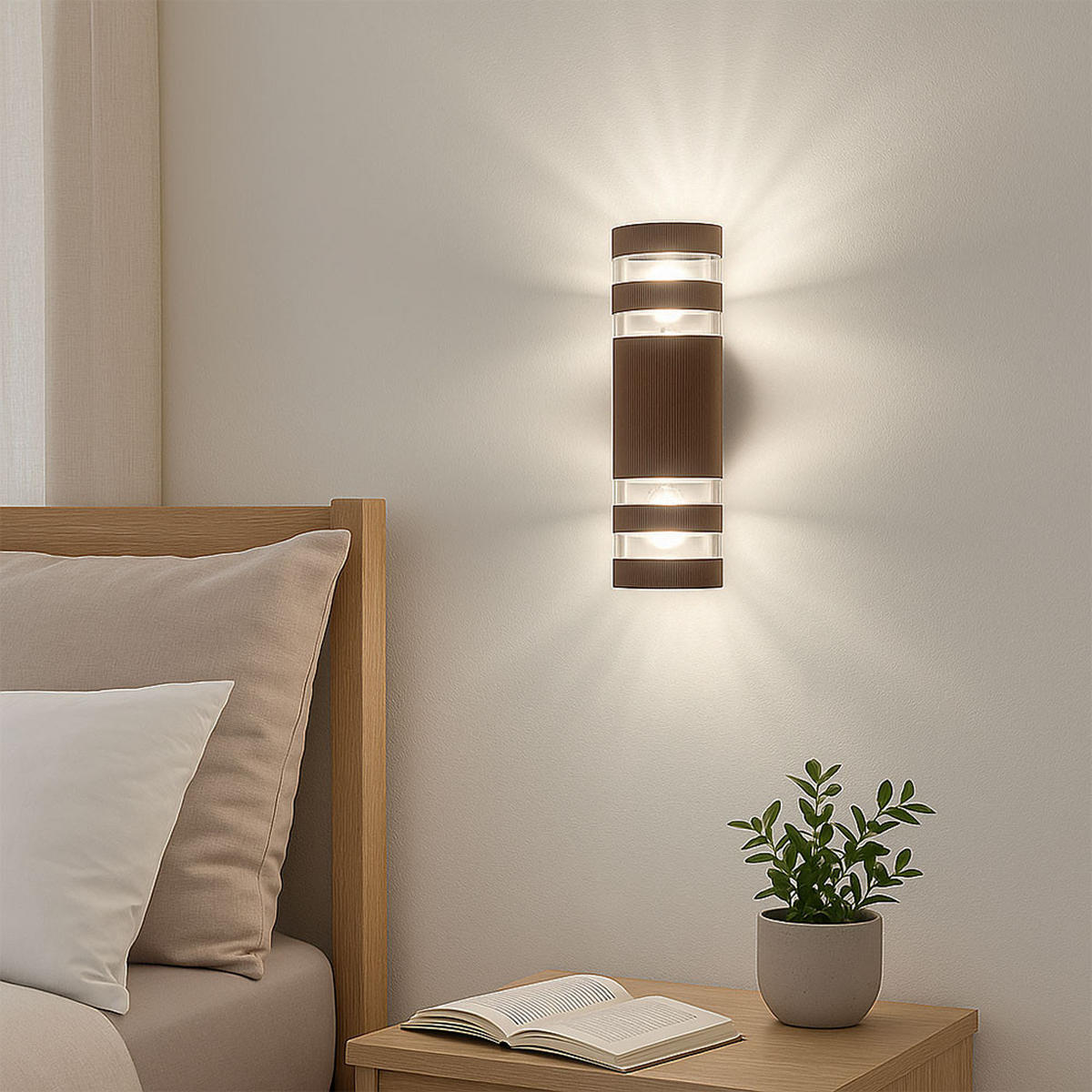 WANDLEUCHTE Glas Bronze 2 flammig - Bronzefarben, Glas (6.5/22/6.5cm) - Globo Lighting