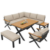 GARTENSETS aus Eisen Beige mit modularer Sitzgruppe im X-Design - Beige, Metall - Modfu