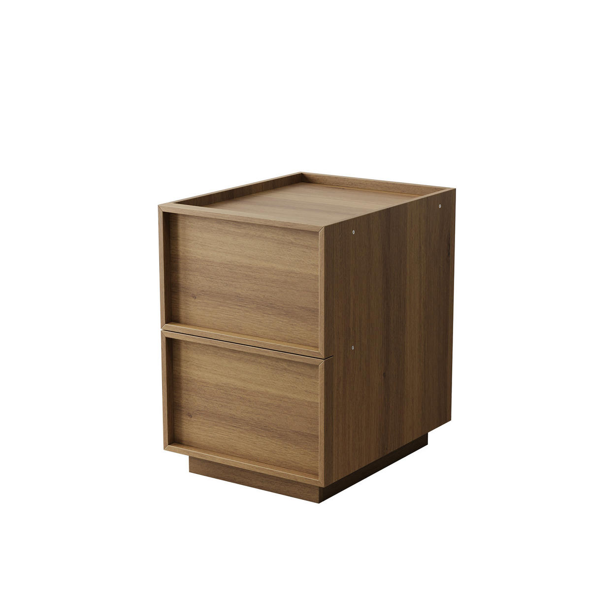 NOČNÍ stolek 38/48/55 cm dubový z MDF a dřevotřísky se dvěma zásuvkami bez úchytek - hnědá, kompozitní dřevo (48/50/38cm) - OKWISH