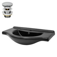 WASCHBECKEN - Schwarz, Keramik (50.5/22.5/87cm) - ML-DESIGN