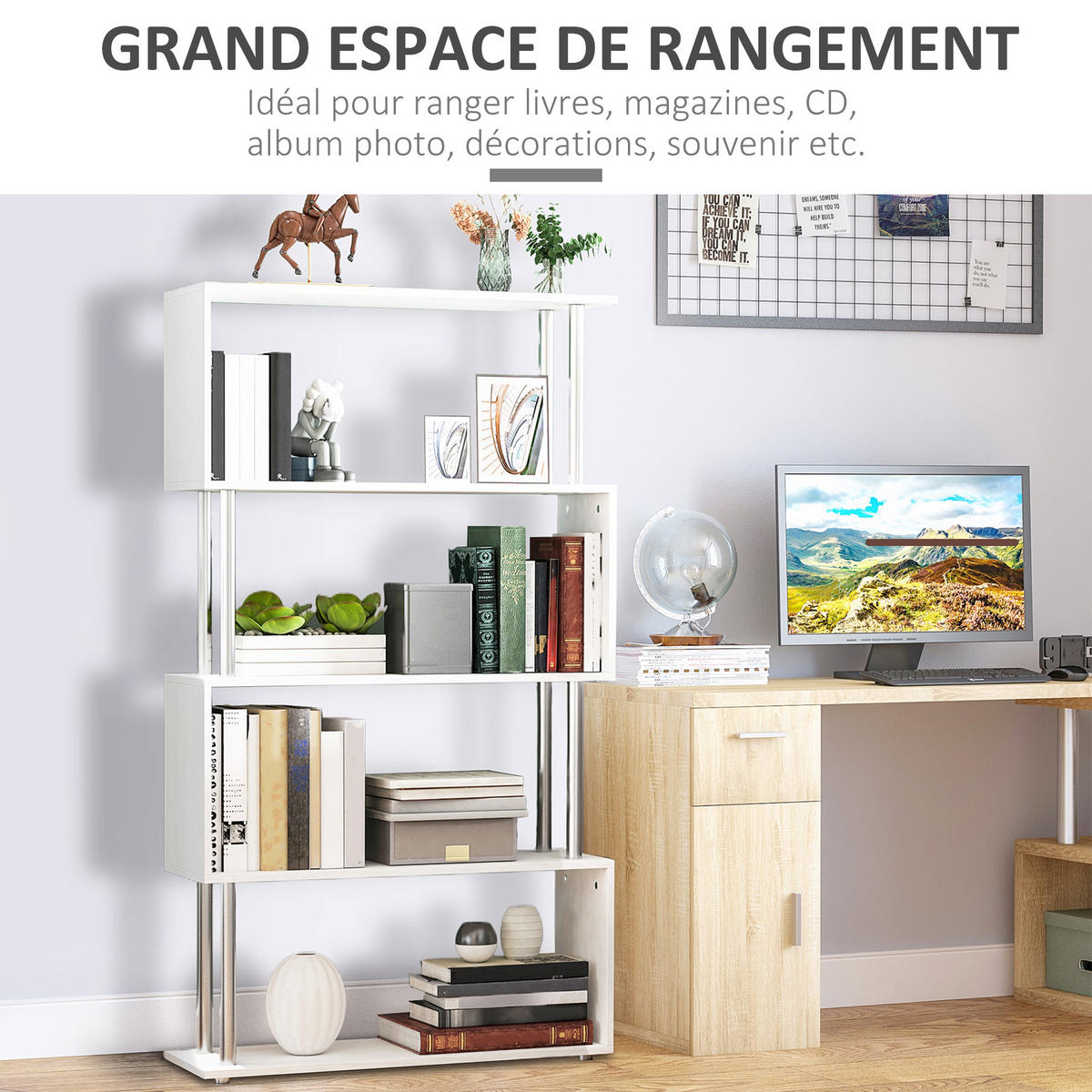 REGAL DE-15460 4 Ebenen, 34 cm Höhe Weiß - Weiß, Holzwerkstoff (30/145/80cm) - ComfortXL