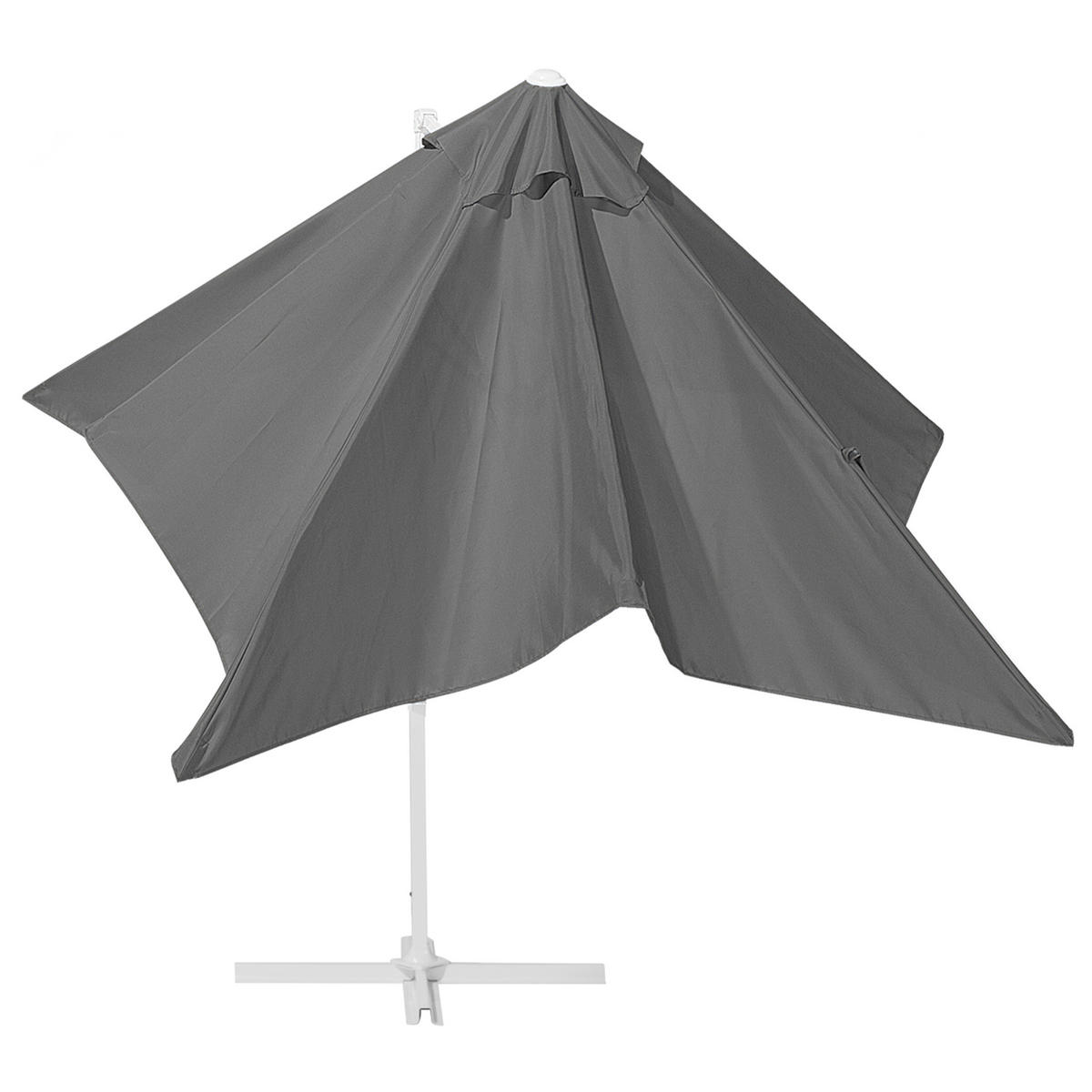 AMPELSCHIRM dunkelgrau/weiß 250/250/235 cm Monza - Weiß/Grau, Textil (250/250cm) - Beliani